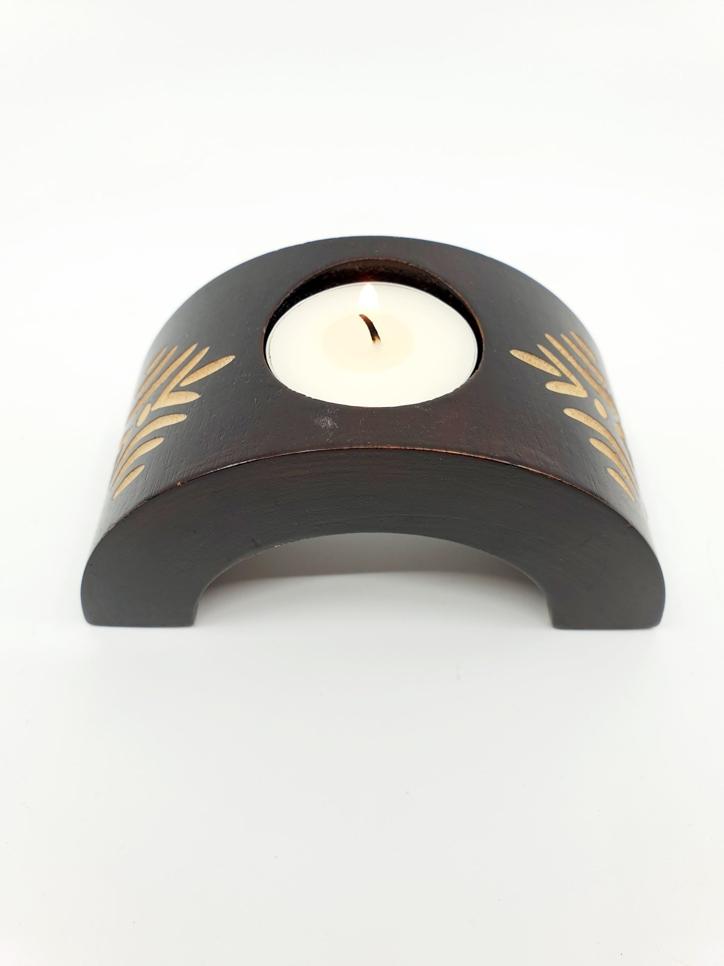 Bougeoir demi-cercle en bois (2 pièces)