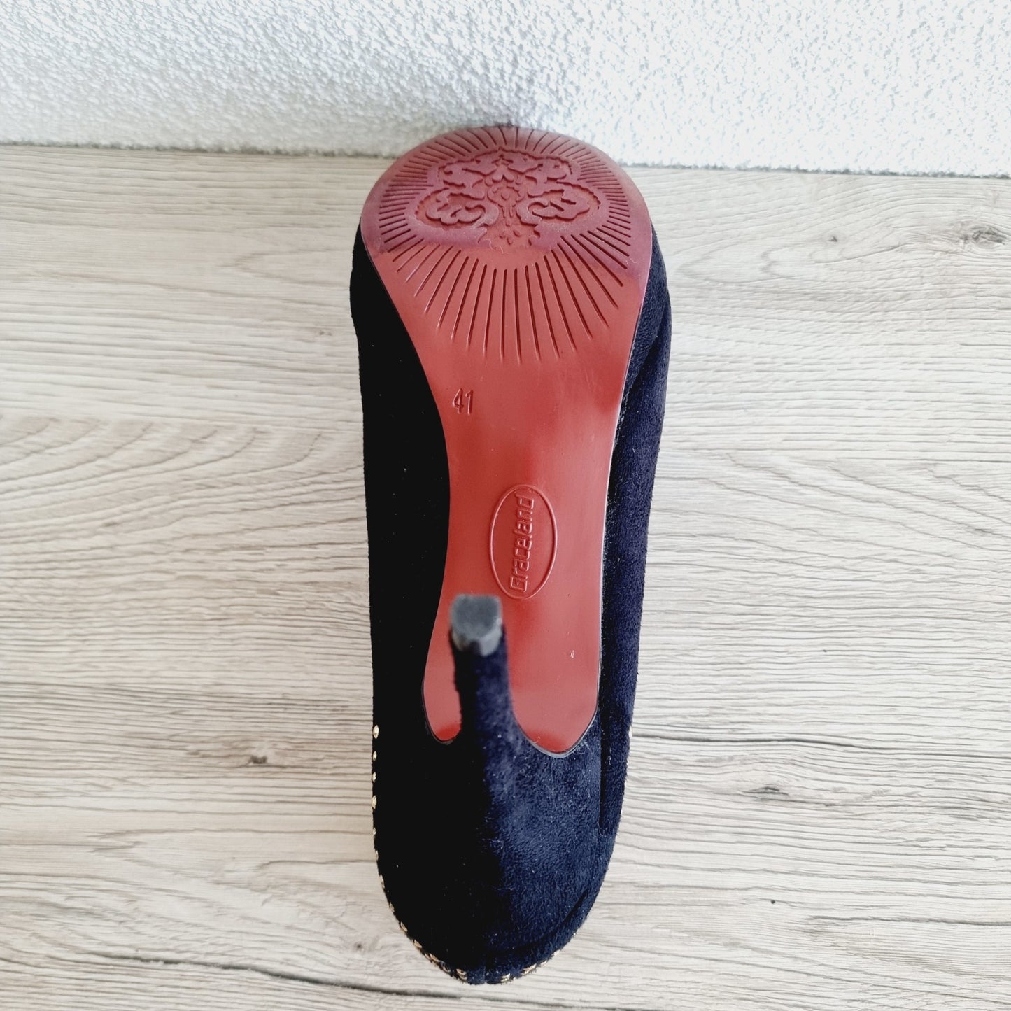 Bottine noire à talon & strass (Pointure : 41)