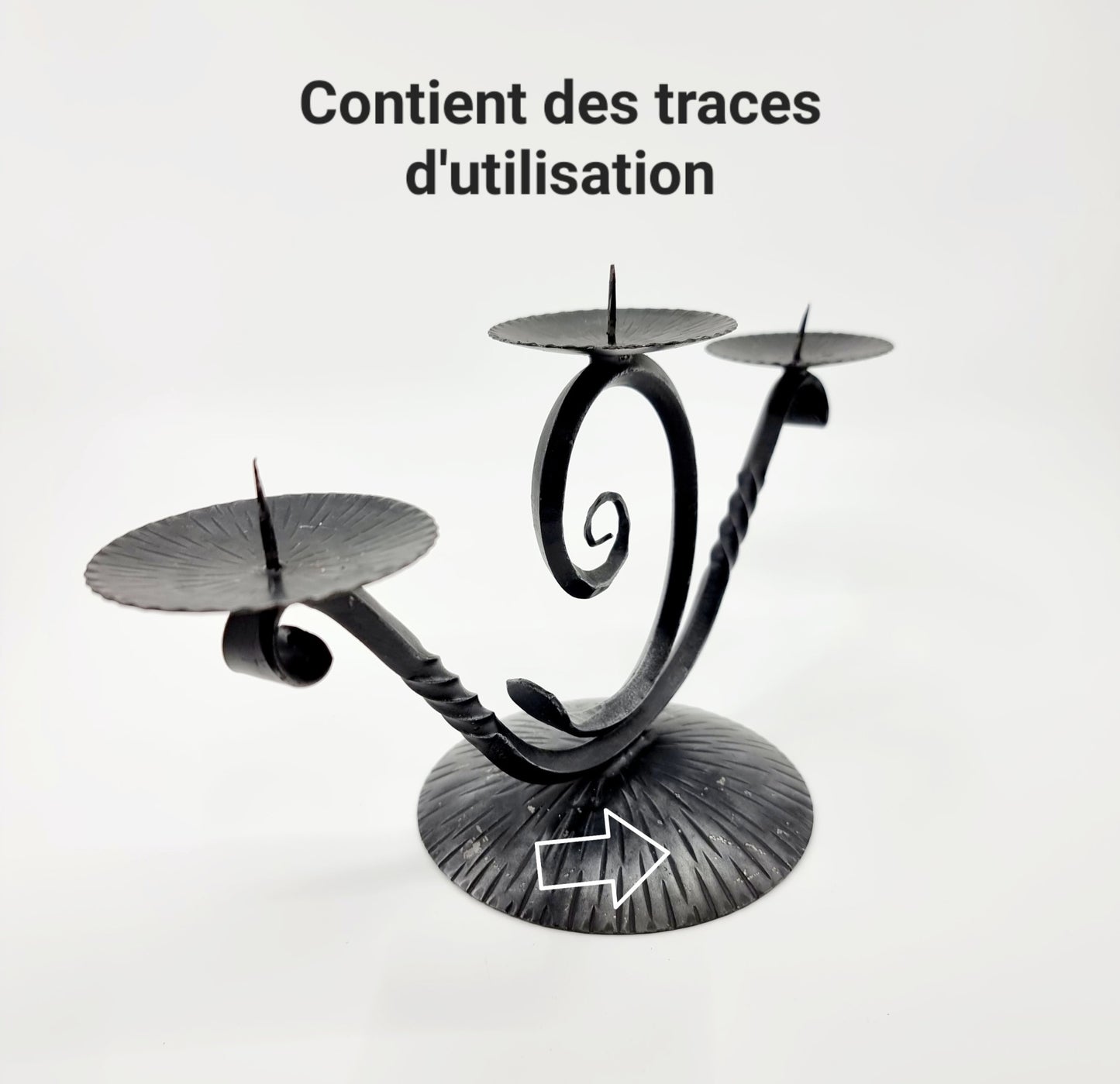 Chandelier à 3 branches en fer forgé