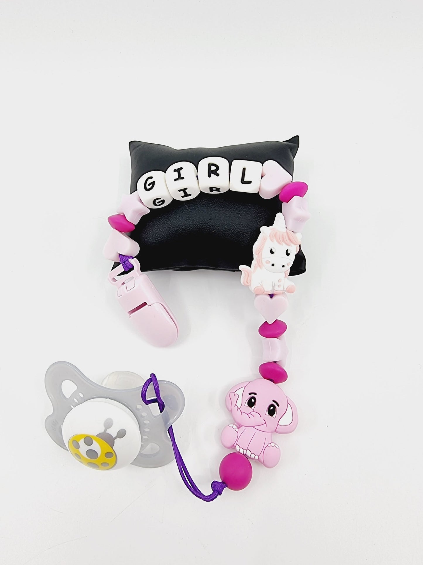 Attache-tétine - Eléphant/Licorne/GIRL