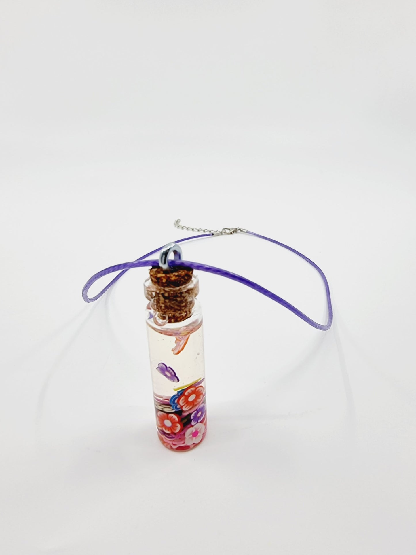 Collier fiole - fleurs