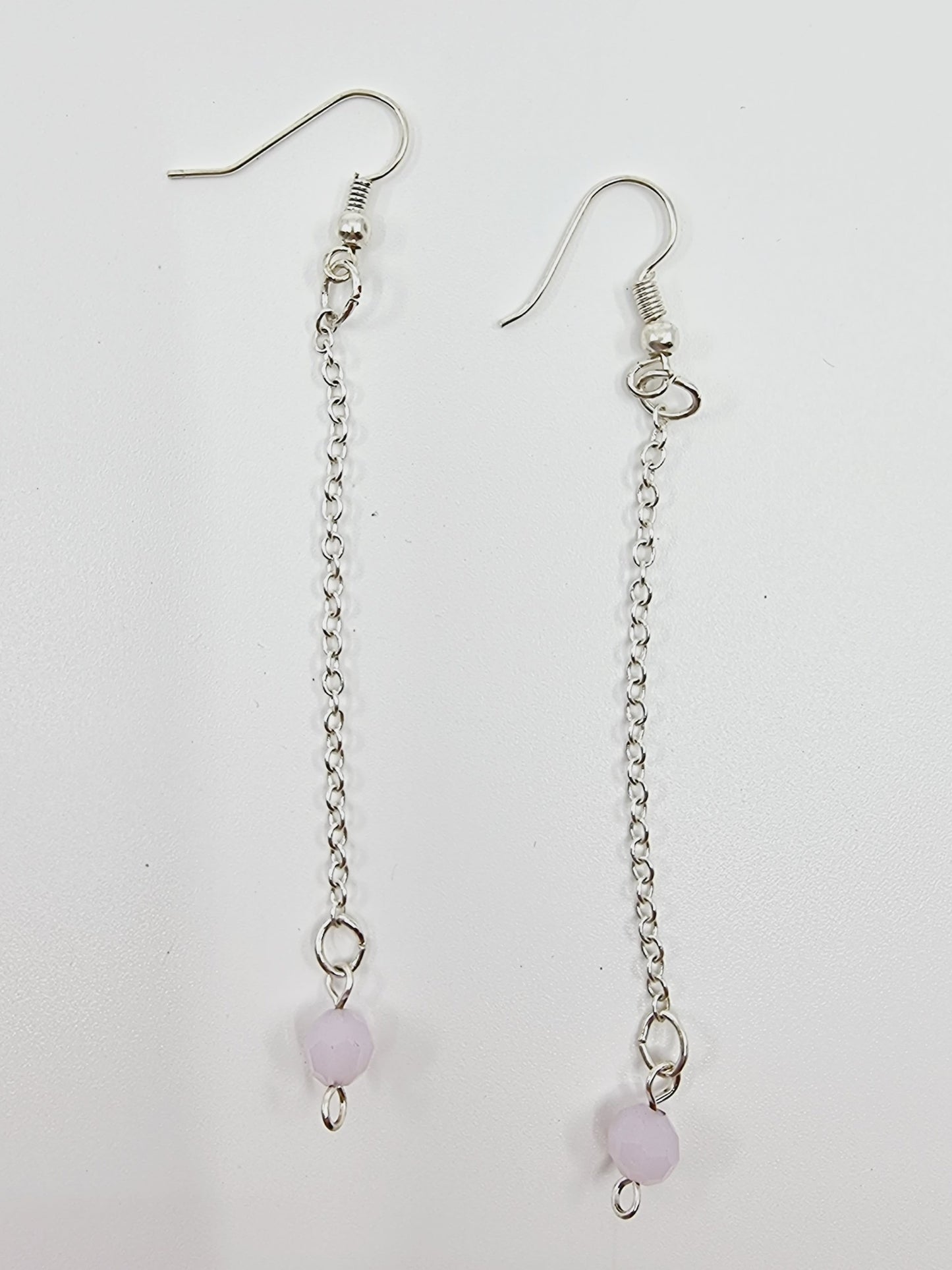 Boucles d'oreilles longues - boule rose quartz