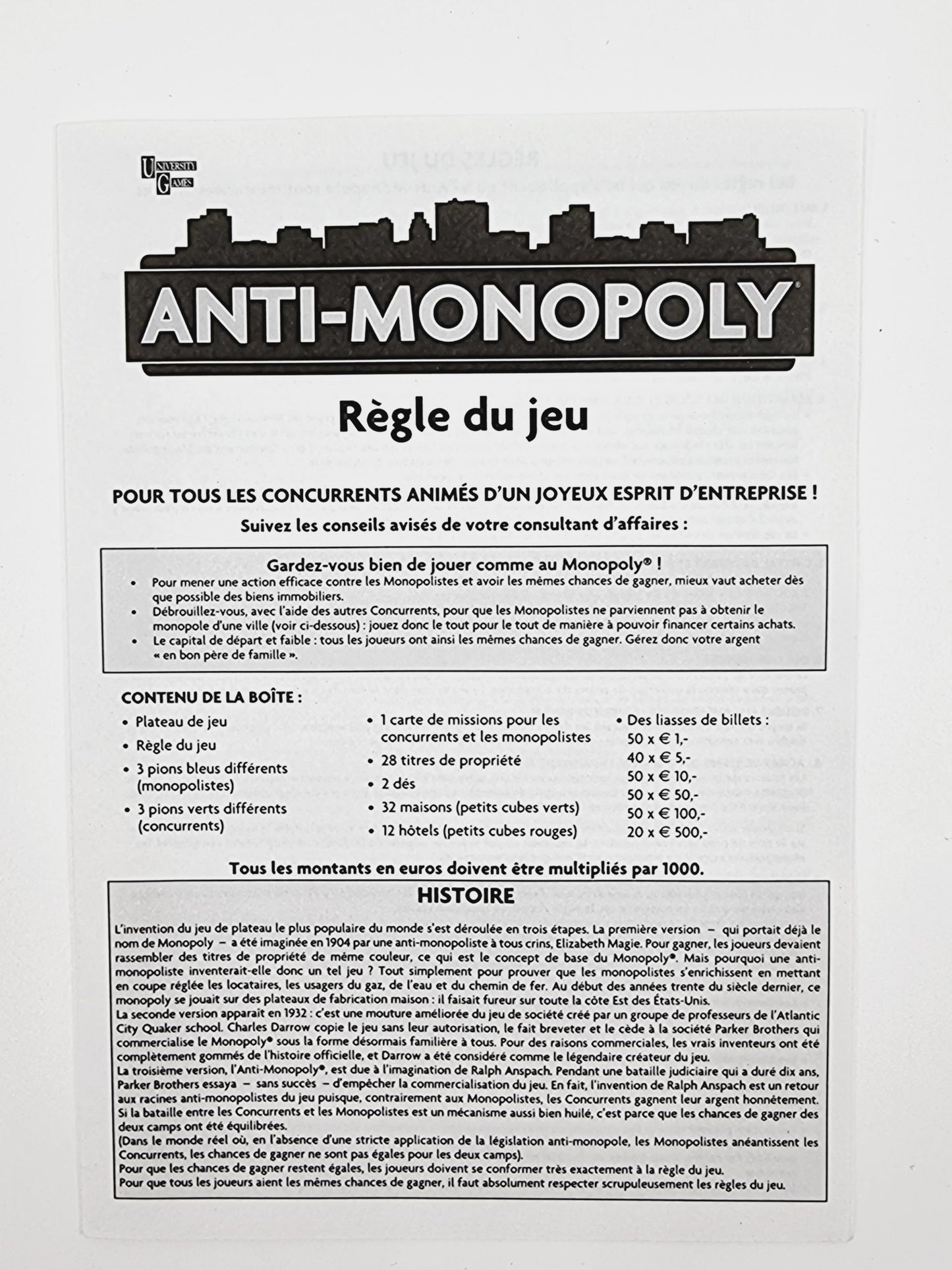 Anti-Monopoly métal box de voyage