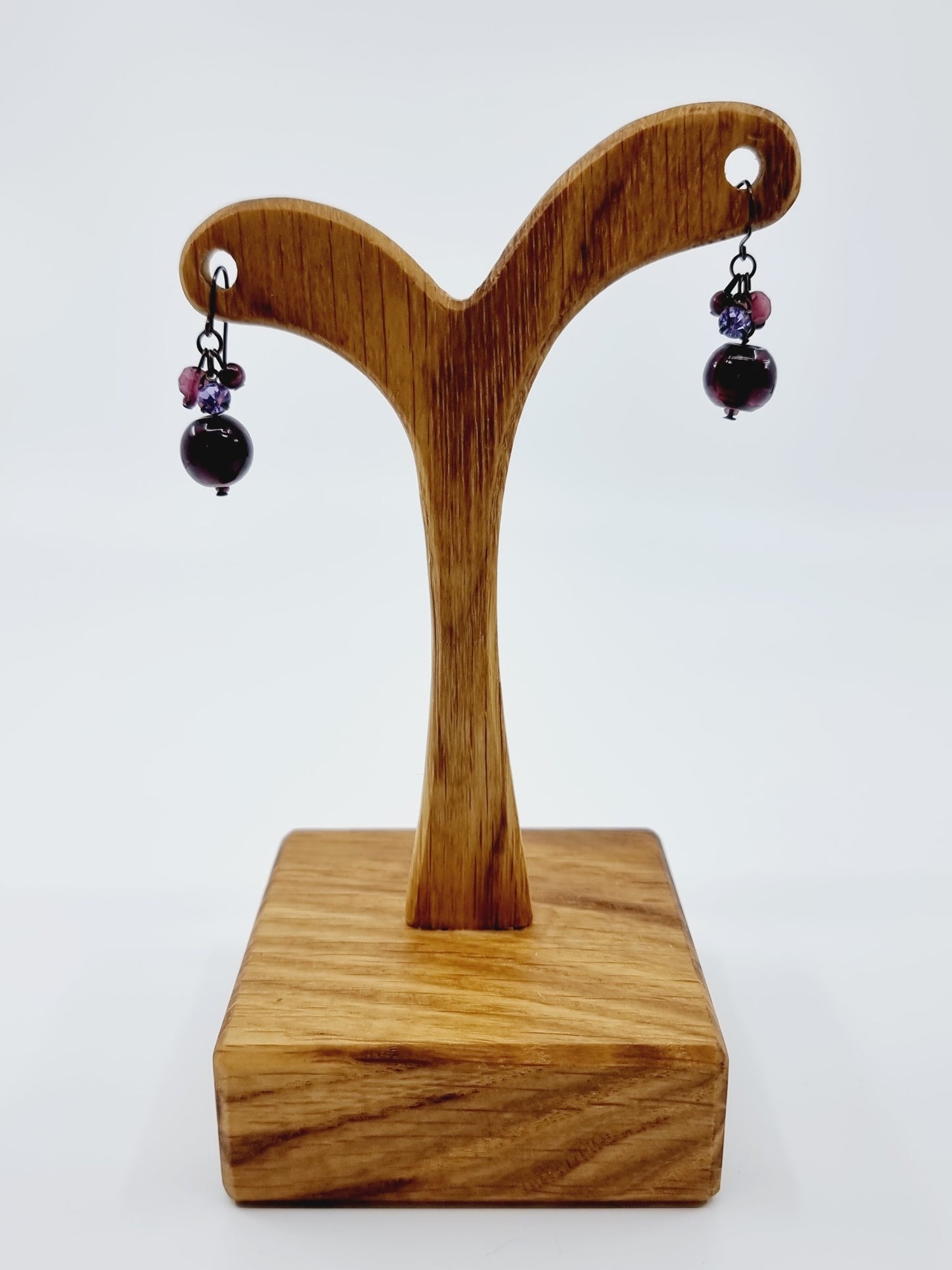 Boucles d'oreilles - bohème boule violette