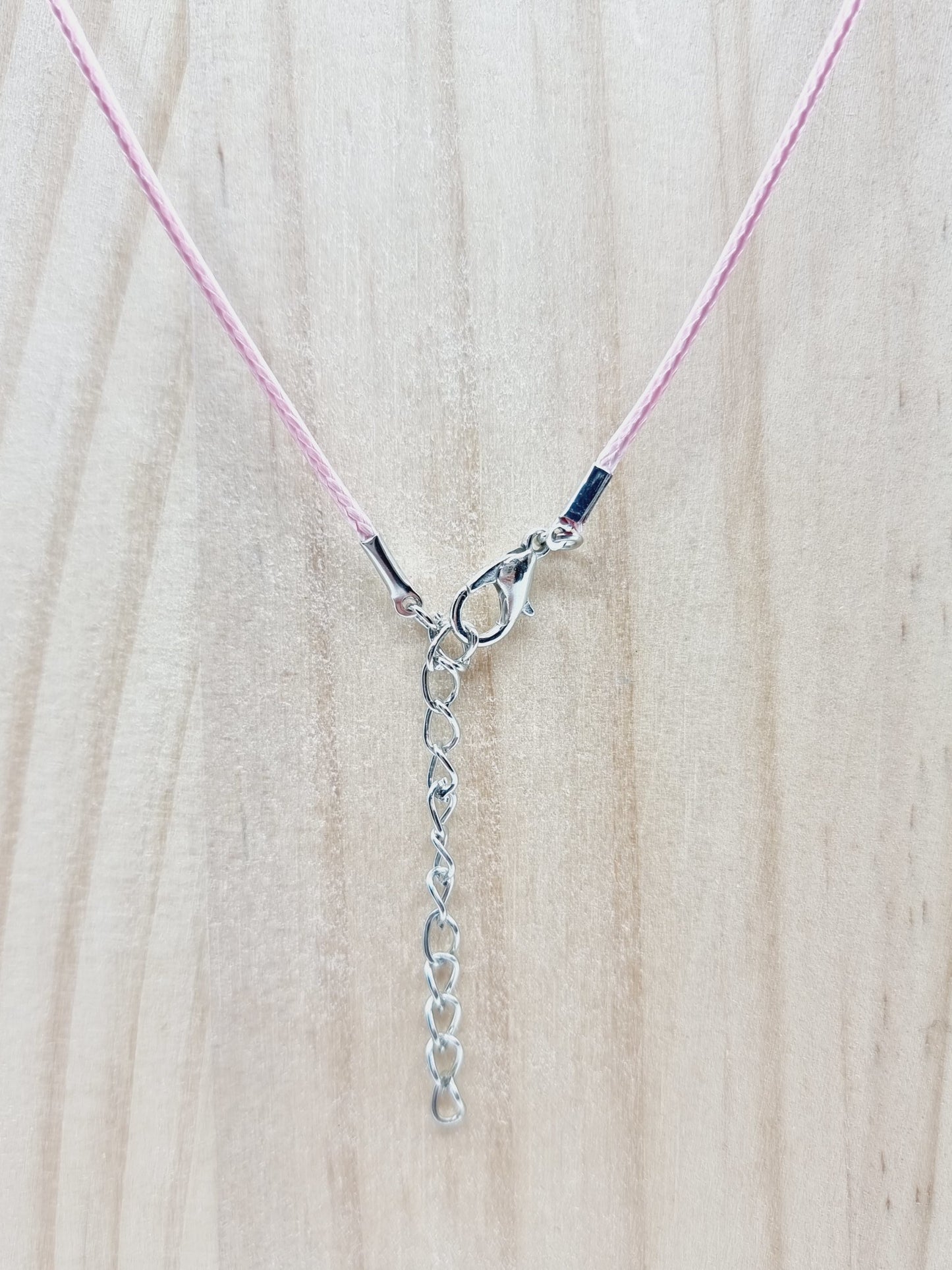 Collier fiole - gouttes roses