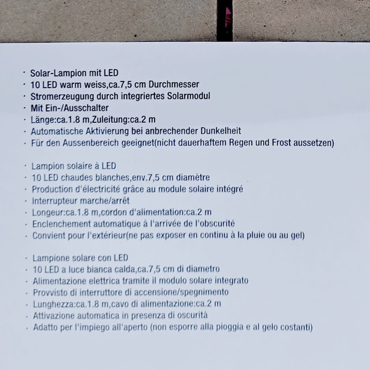 Guirlande solaire à LED du 1er août (1.8m)