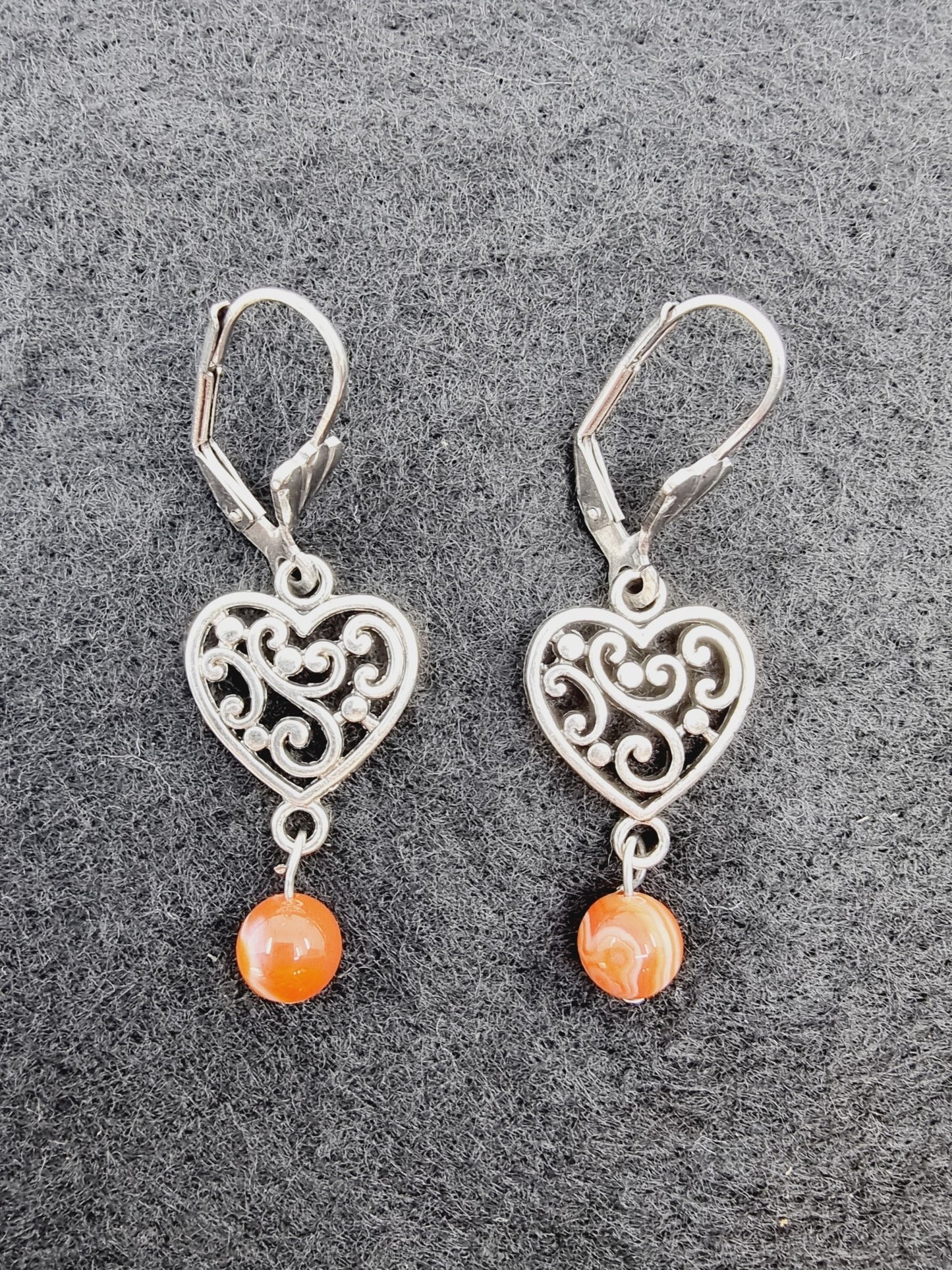 Boucles d'oreilles coeur - Cornaline