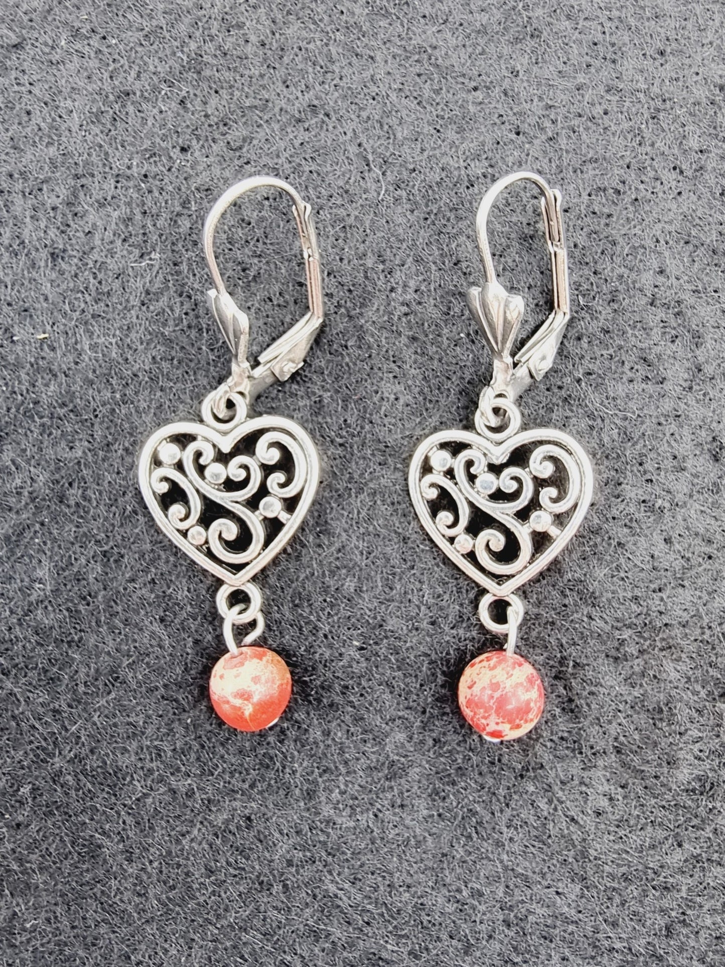 Boucles d'oreilles coeur - Jaspe impérial