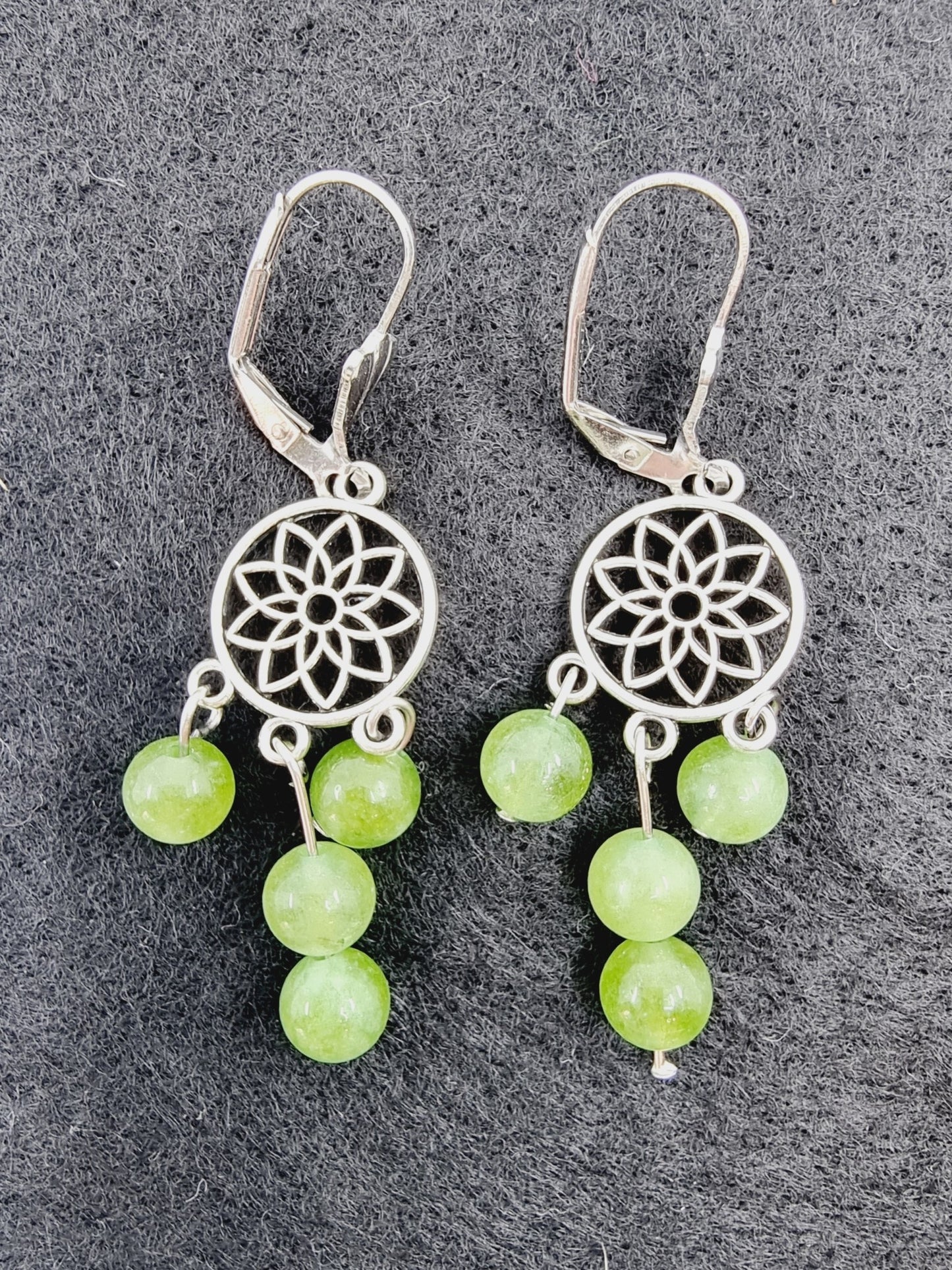 Boucles d'oreilles fleur de vie - Péridot