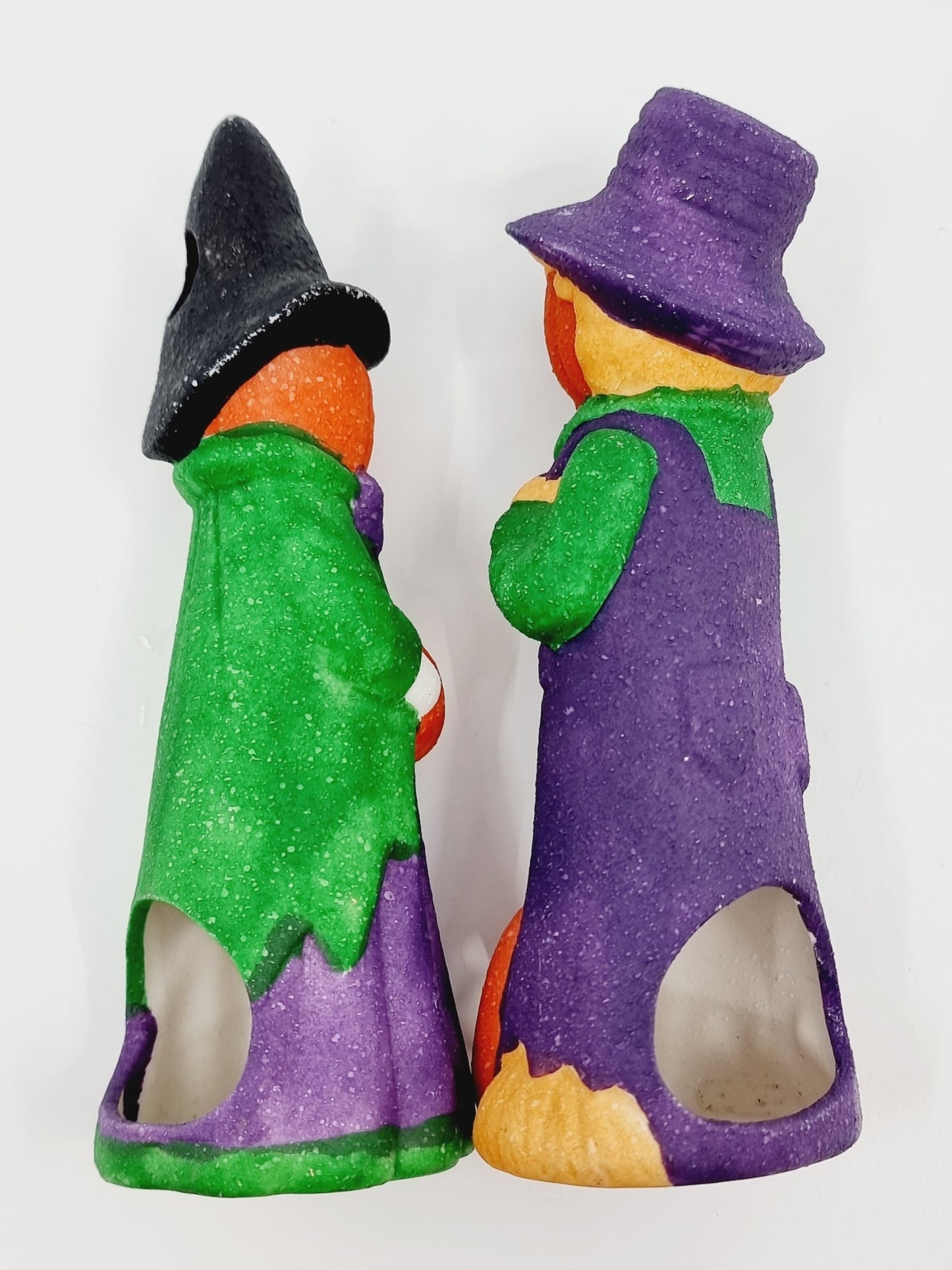 Bougeoir - Citrouilles Sorcière et Epouvantail (2 pièces)