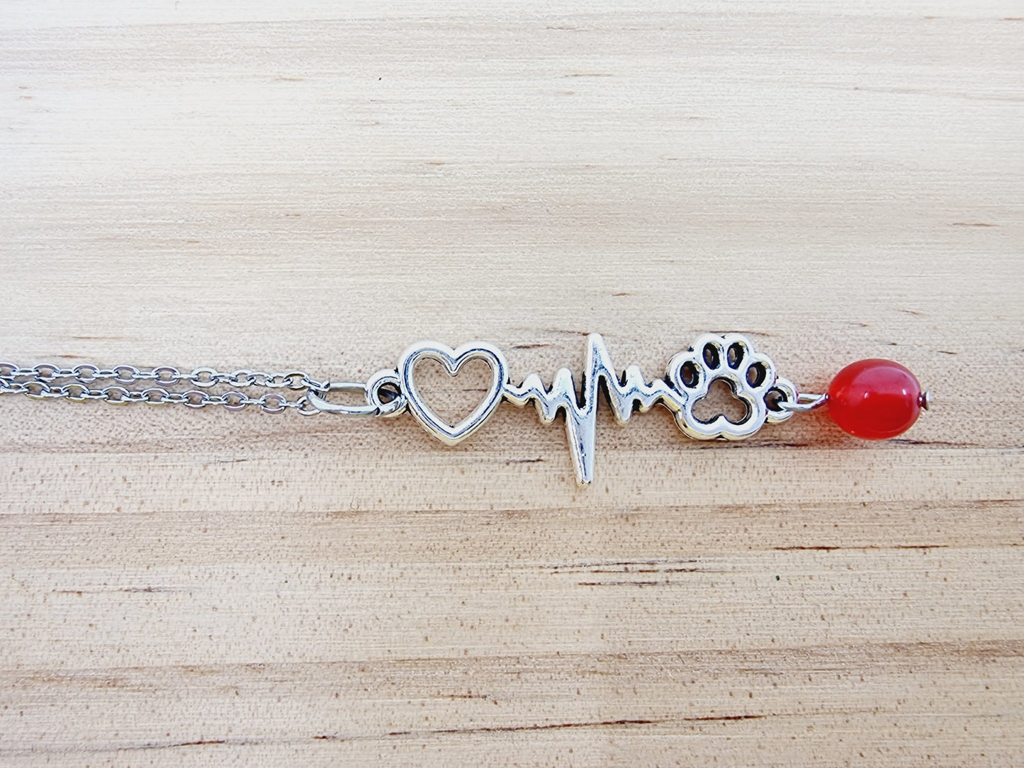 Collier battement de coeur - Jade rouge