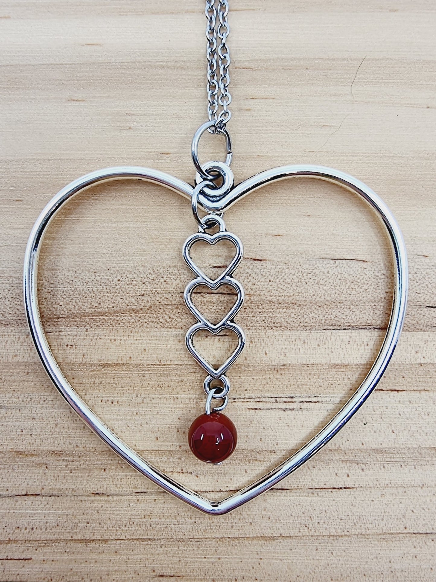Collier coeur - Agate rouge