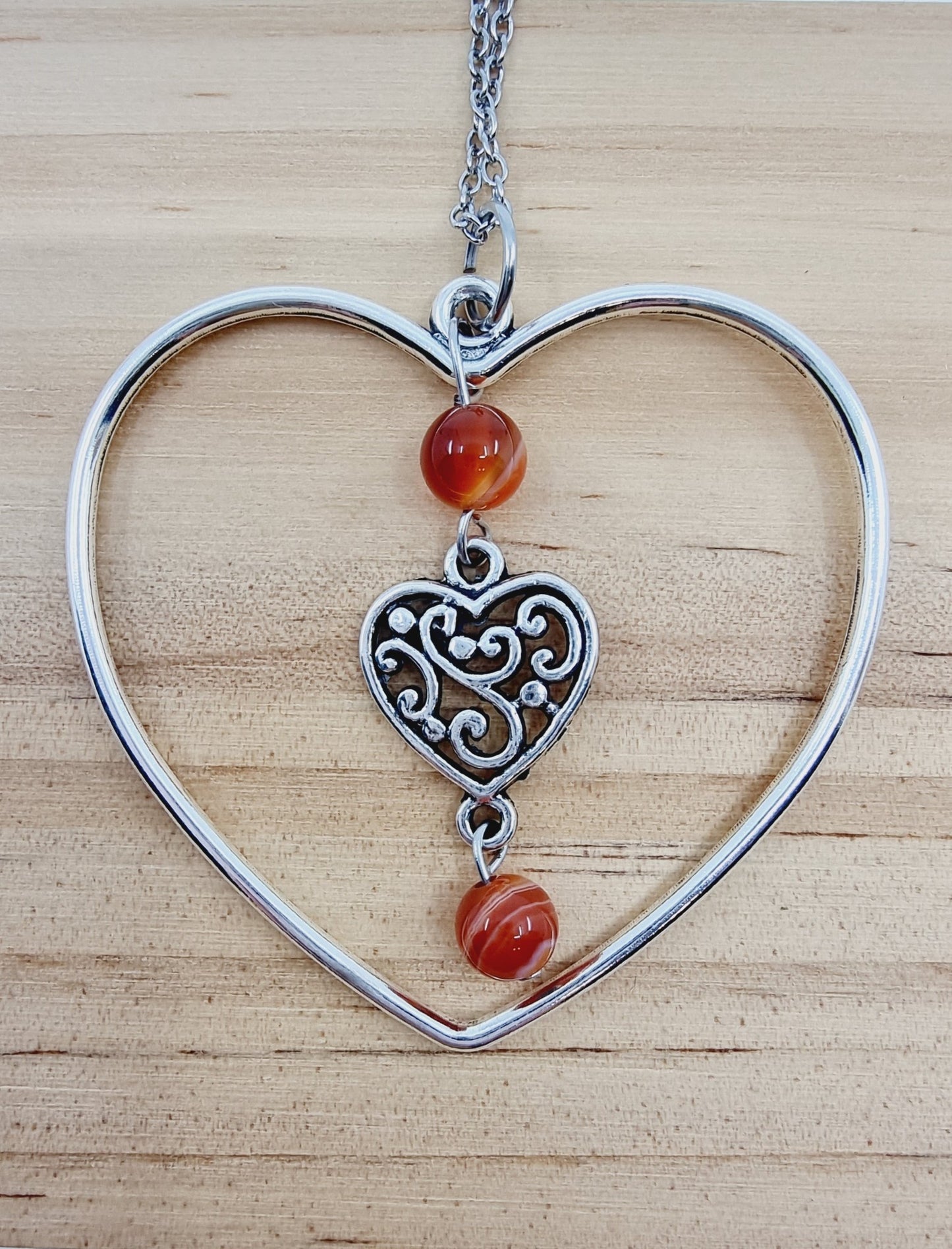 Collier coeur - Cornaline