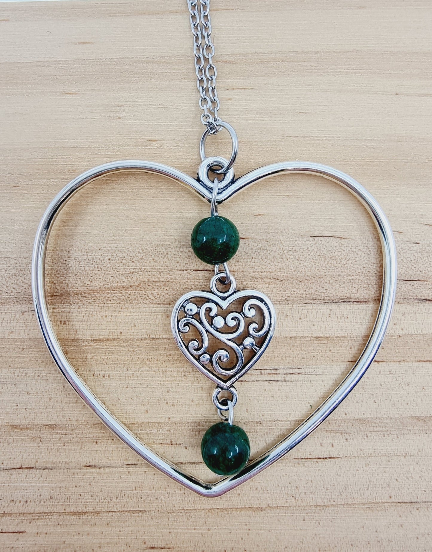 Collier coeur - Jade vert