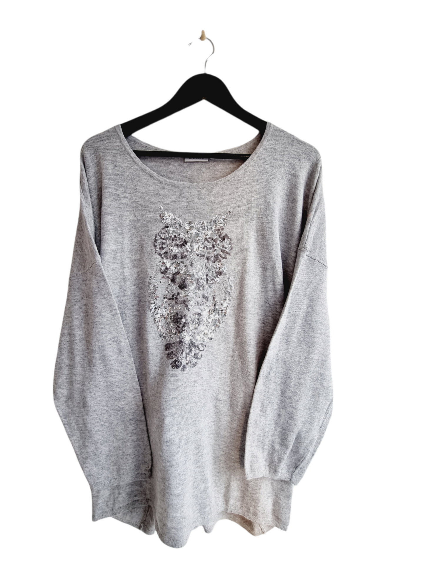 Pull gris clair motif hibou (SIZE : XXL)