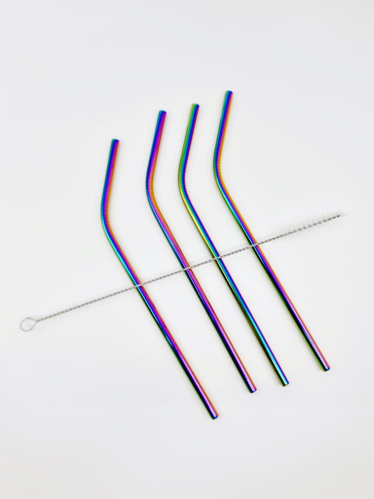 Paille courbée en inox avec brosse de nettoyage (5 pièces)