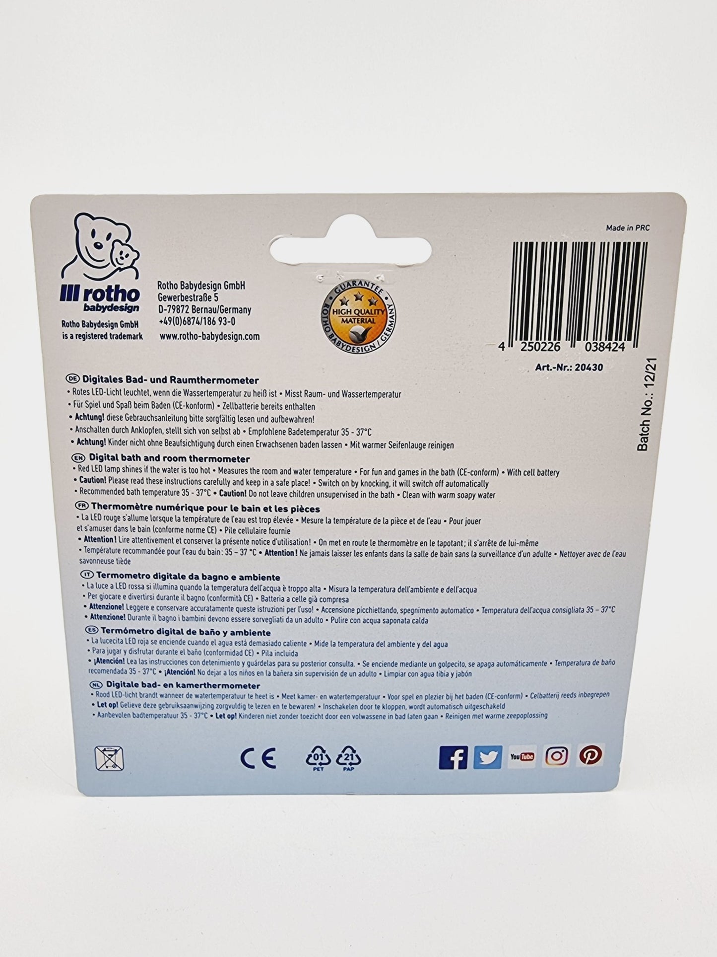 Thermomètre numérique pour le bain et les pièces