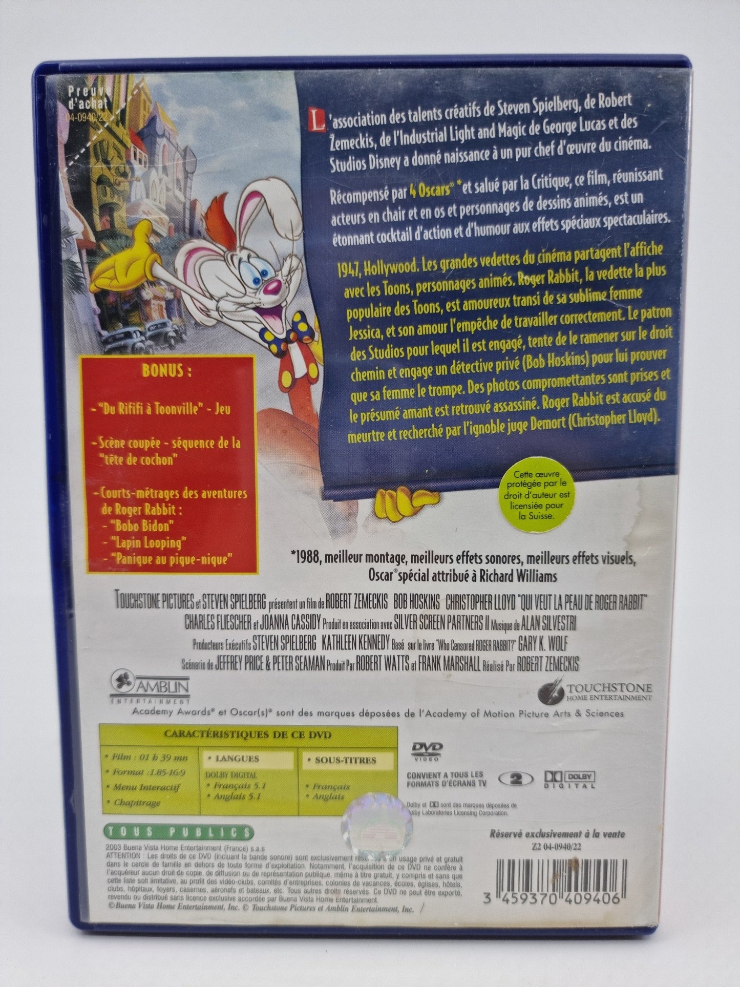 DVD - Qui veut la peau de Roger Rabbit