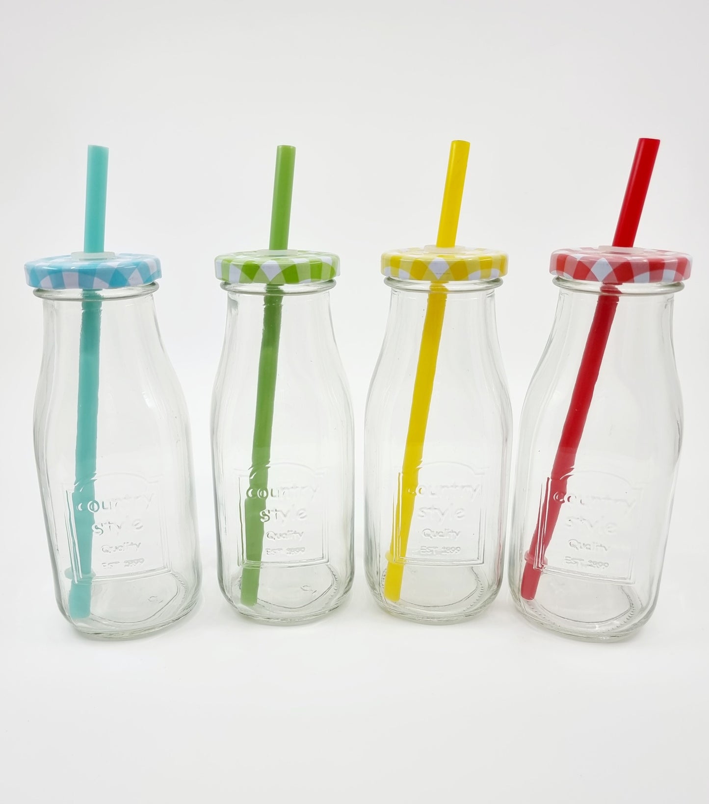 Cagette en bois avec 4 bouteilles avec couvercle et paille