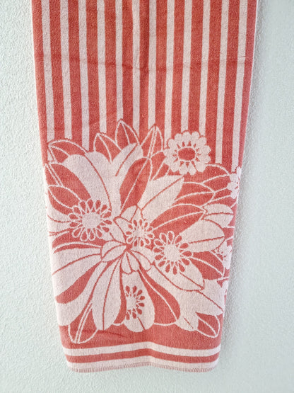 Linge rayé blanc & corail (130 X 60 cm)
