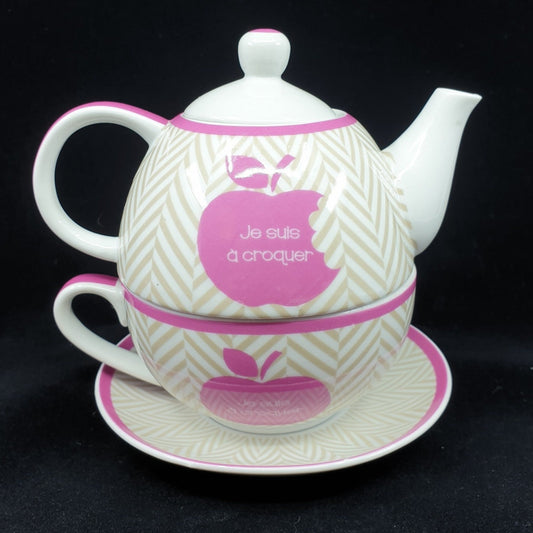 Théière avec soucoupe & tasse - Je suis à croquer