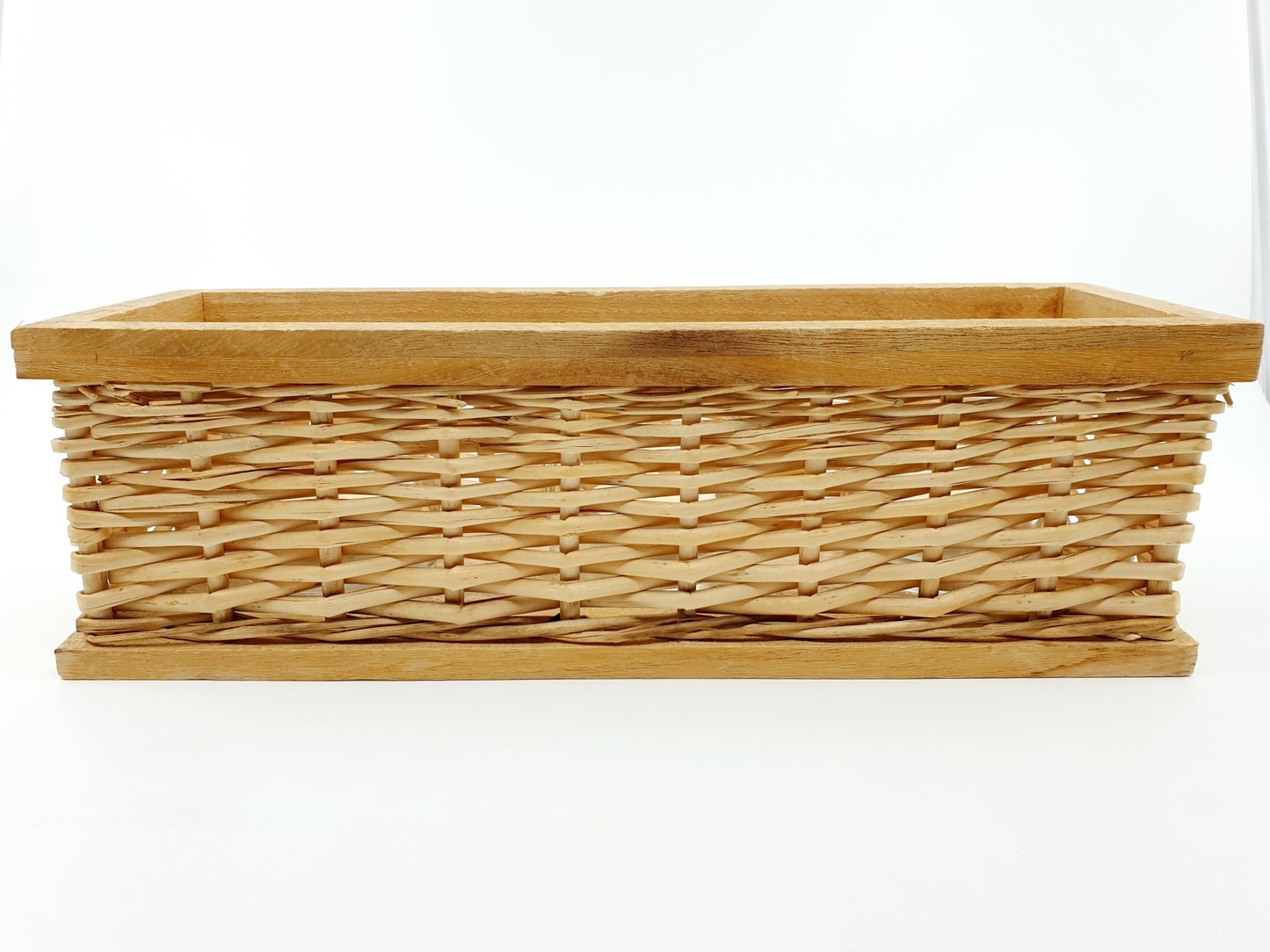 Bougeoir - Corbeille en osier avec 3 photophores en verre