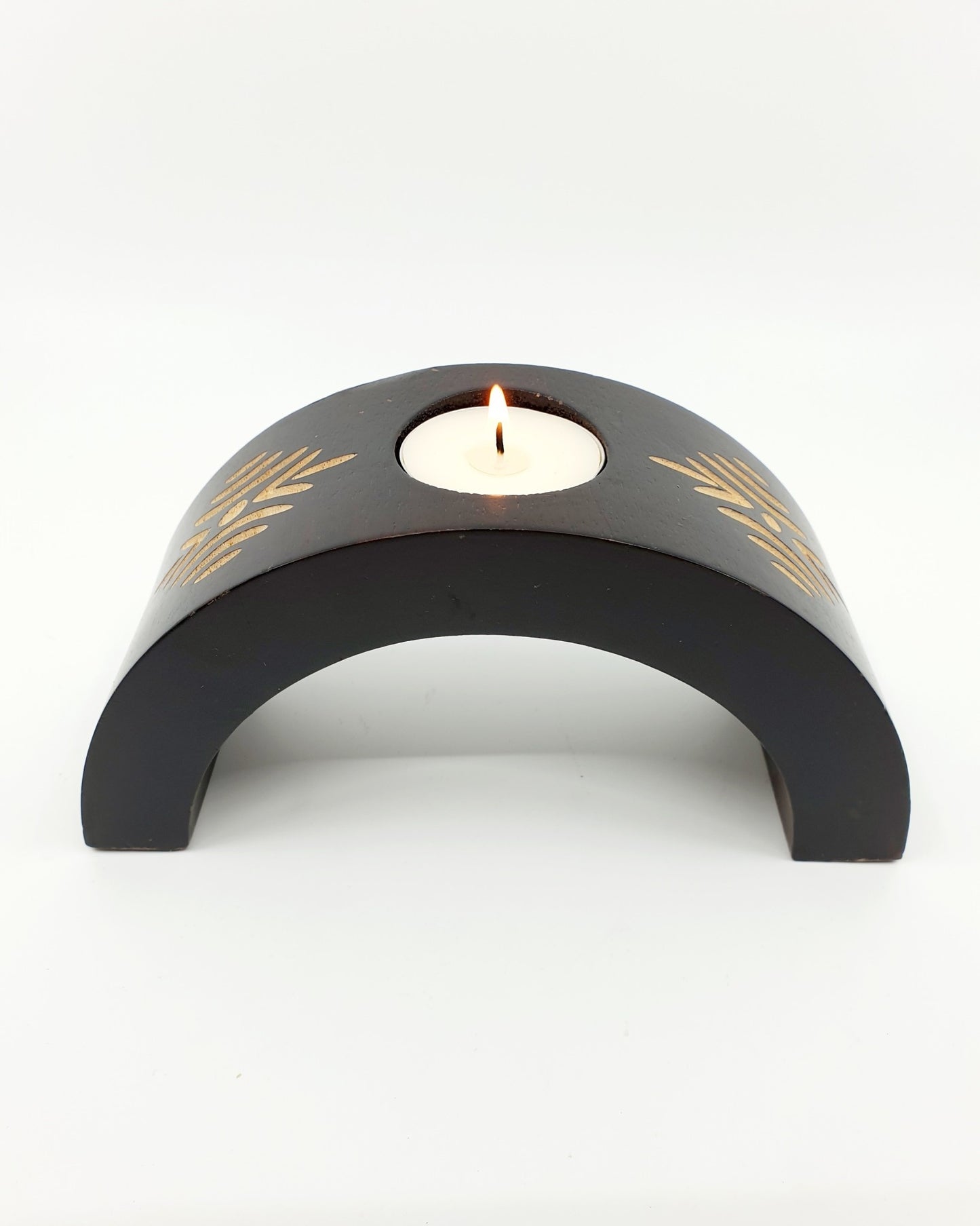 Bougeoir demi-cercle en bois (2 pièces)