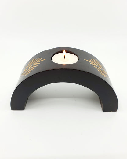 Bougeoir demi-cercle en bois (2 pièces)