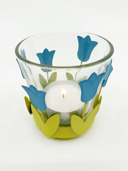 Bougeoir en verre avec support tulipes