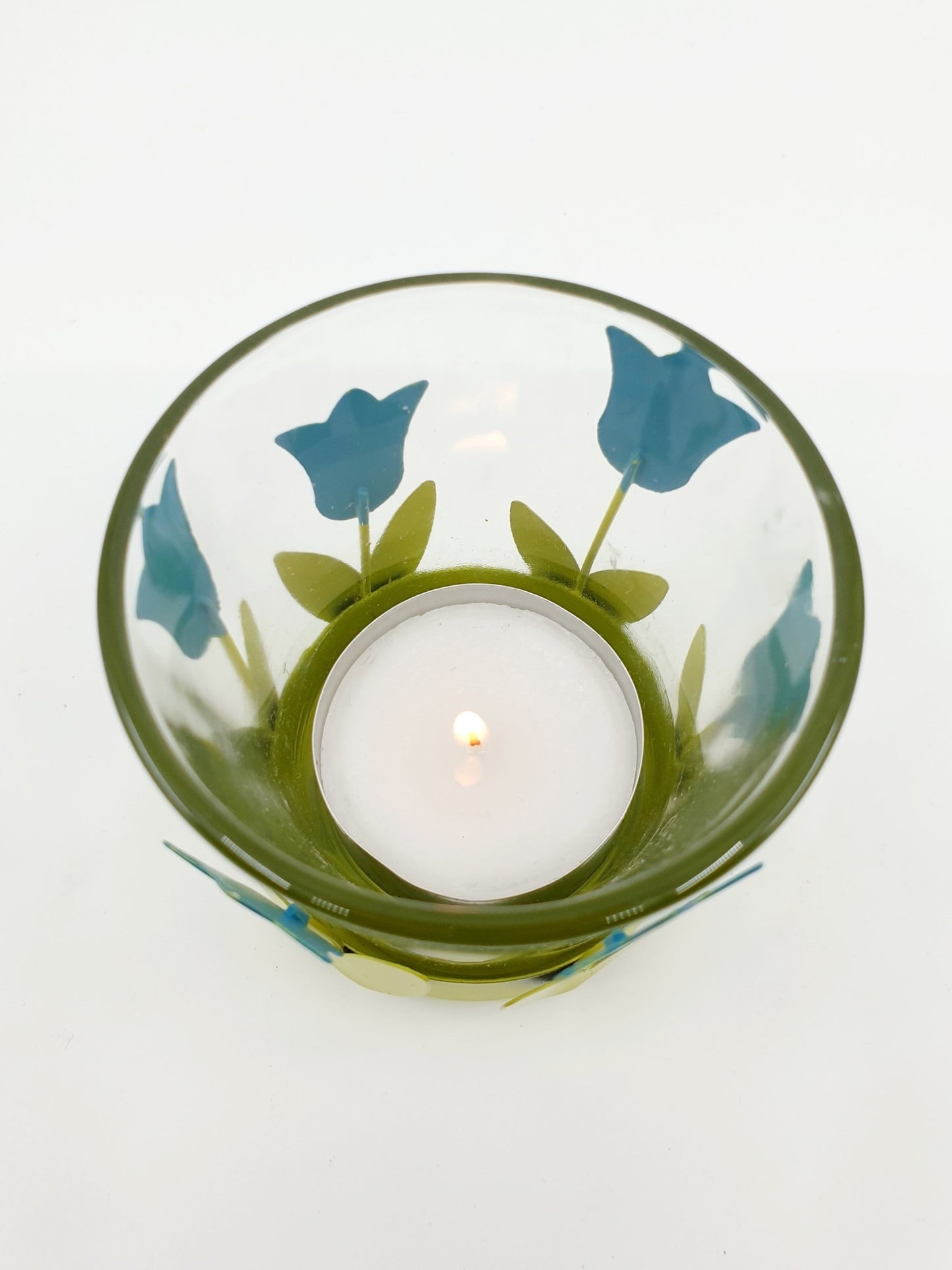 Bougeoir en verre avec support tulipes