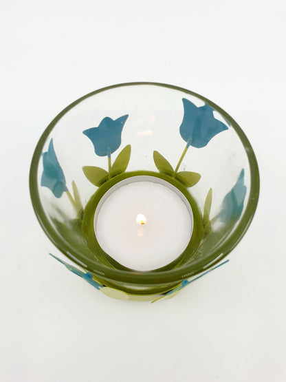 Bougeoir en verre avec support tulipes