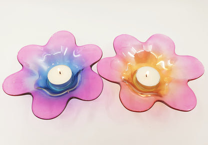 Bougeoir - Fleur de couleur (2 pièces)