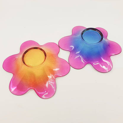 Bougeoir - Fleur de couleur (2 pièces)