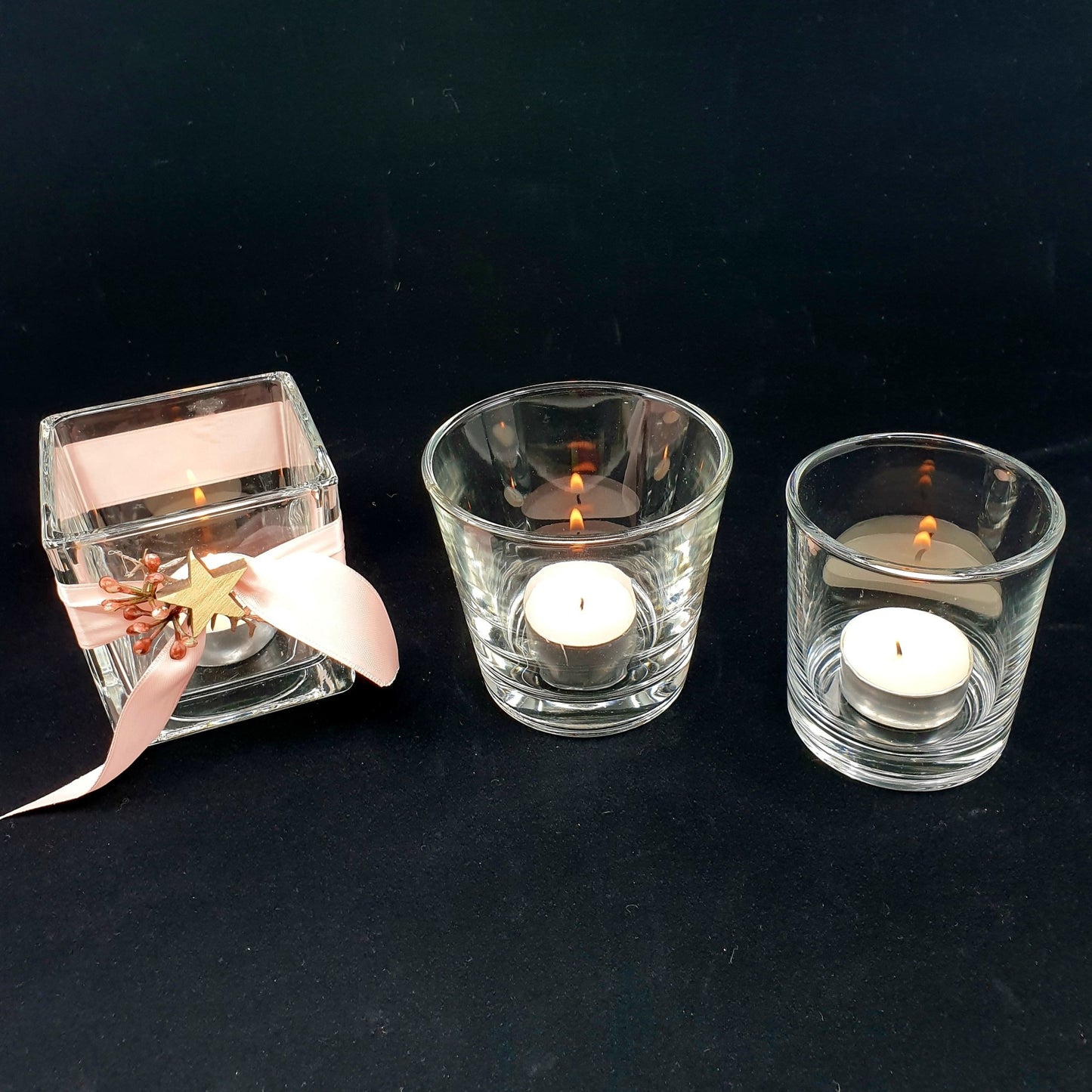 Bougeoir en verre (3 pièces)