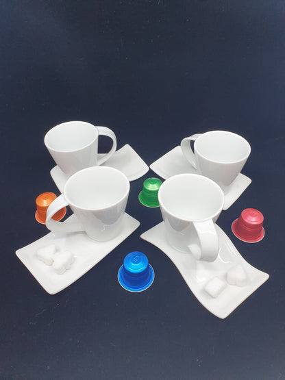 Tasse & sous-tasse - vague (2x4 pièces)
