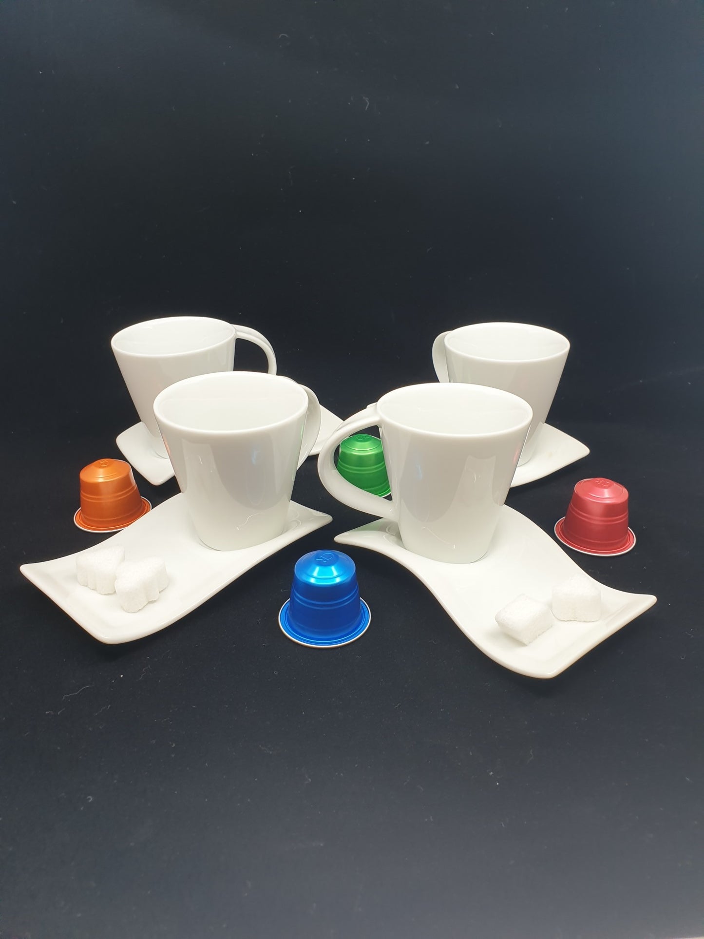 Tasse & sous-tasse - vague (2x4 pièces)