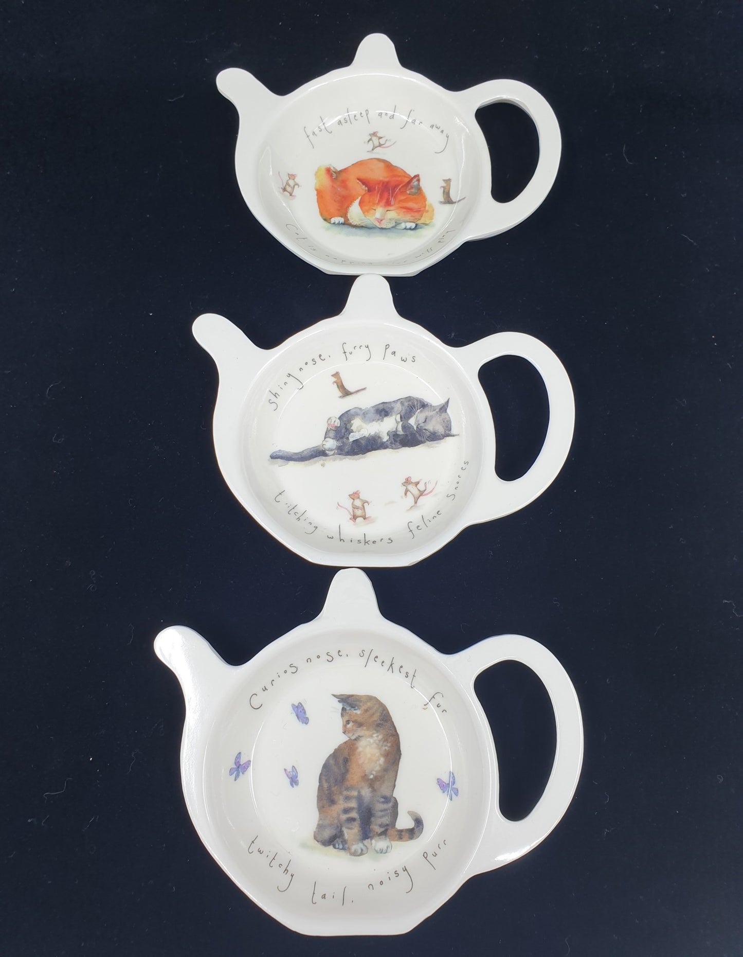 Soucoupe pour sachet de thé - chat (3 pièces)