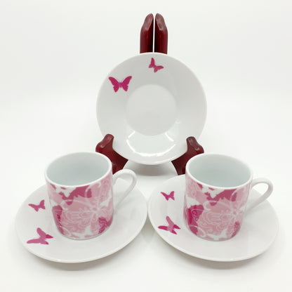Coffret tasse & sous-tasse - papillon (2x4 pièces)