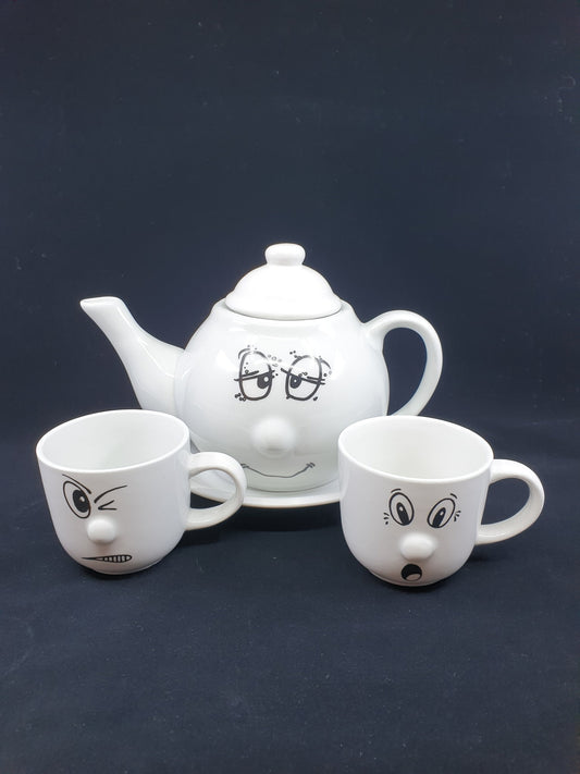 Théière avec soucoupe & tasses - Smiley (6 tasses)