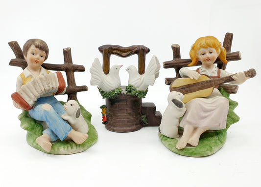 Bibelots -  Jeune fille & garçon musiciens  (3 pièces)