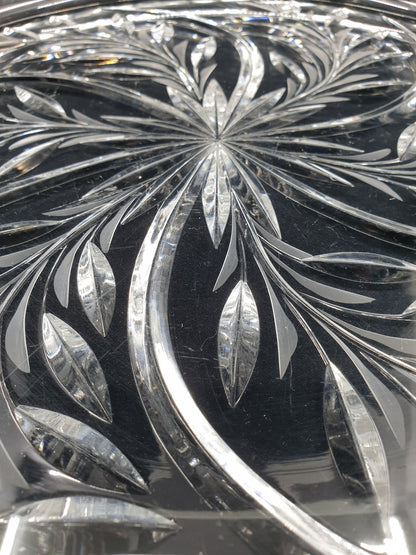 Plat en cristal - gravé de fleurs