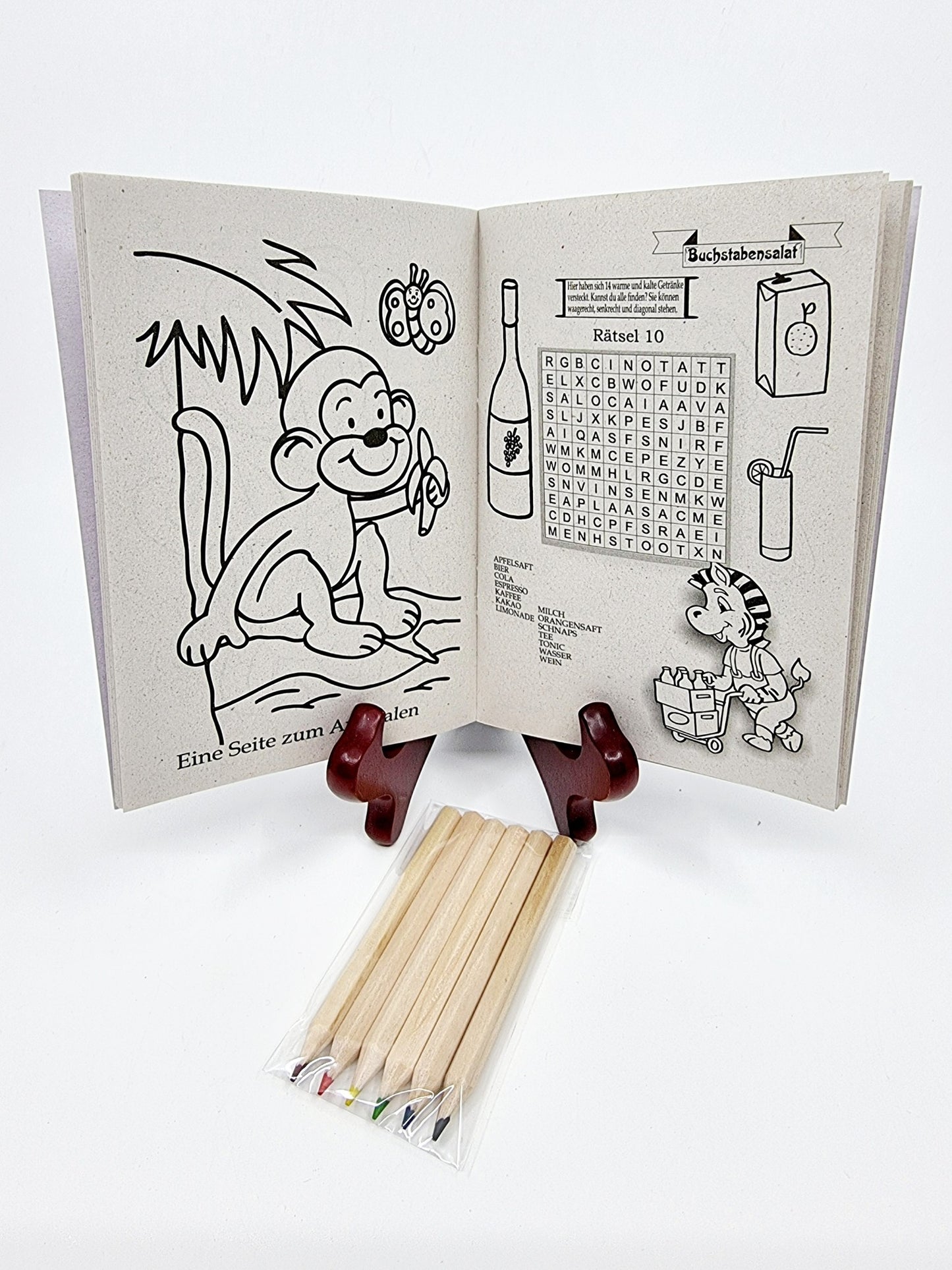 Livre de coloriage et de jeux + 6 crayons de couleur