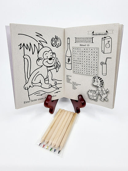 Livre de coloriage et de jeux + 6 crayons de couleur