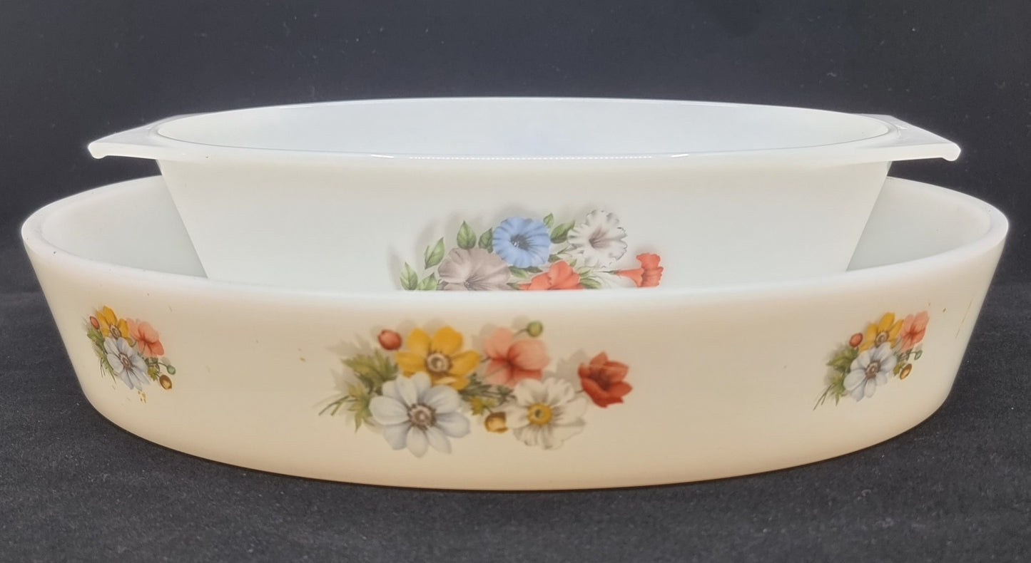 Plat de cuisson fleuris - Arcopal  (2 pièces)