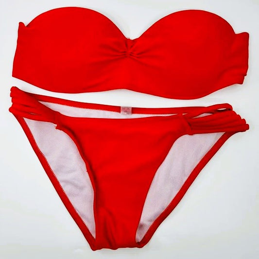 Maillot de bain - Bikini bandeau rouge (SIZE : S)