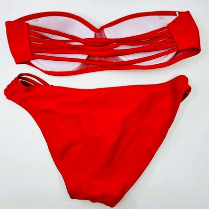 Maillot de bain - Bikini bandeau rouge (SIZE : S)