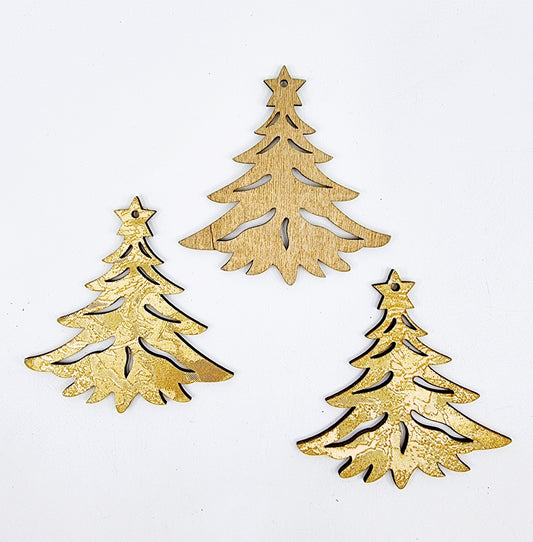 Sapins dorés à suspendre (3 pièces)