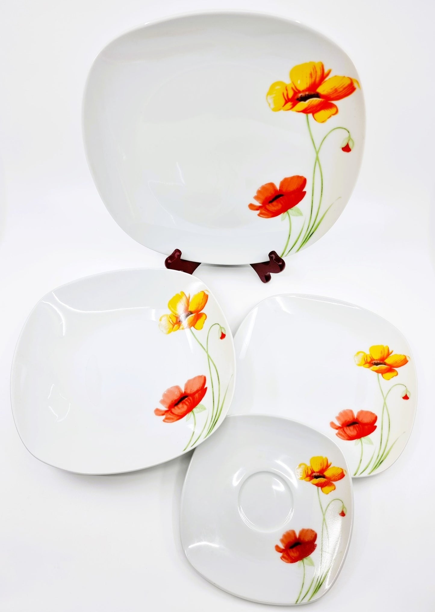 Service tasses à café et assiettes - Coquelicots (30 pièces)
