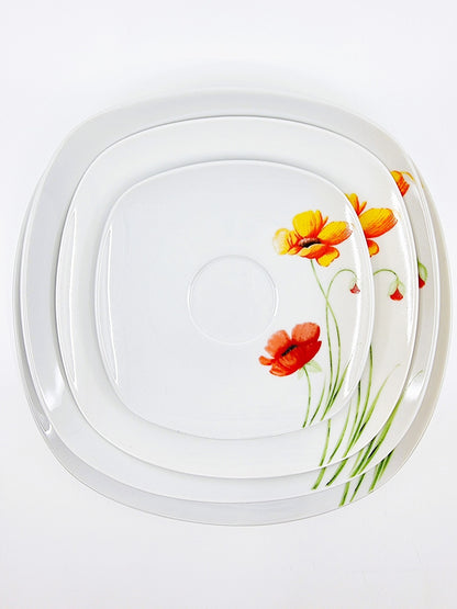 Service tasses à café et assiettes - Coquelicots (30 pièces)