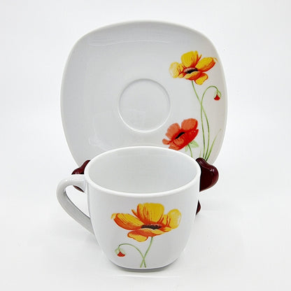 Service tasses à café et assiettes - Coquelicots (30 pièces)